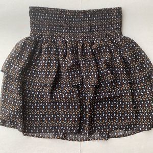 Old Navy Black & Tan Elastic waist tiered Skirt M